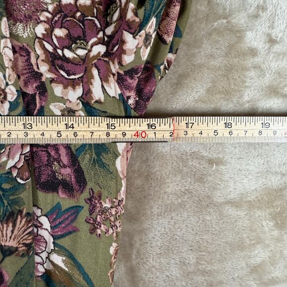 Mia Joy Floral Wrap Midi Dress | Green Boho V-Neck Feminine Dainty | Sz 10 | NWT - Picture 13 of 15